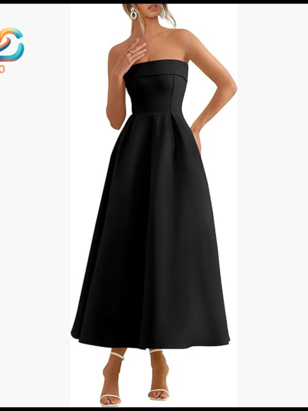 Strapless Tube Midi Dress Formal Wedding Guest Cocktail Party